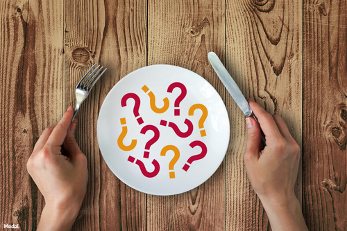 Plate full of question marks
